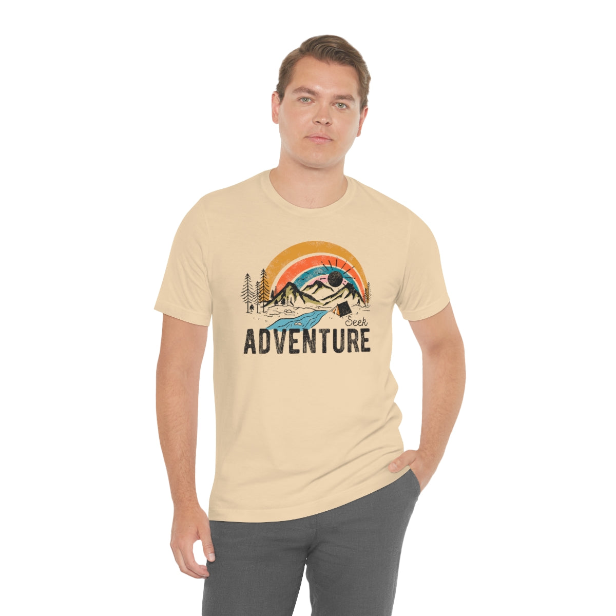 Seek Adventure Hiking Camping Lovers Unisex Jersey Short Sleeve T-Shirt