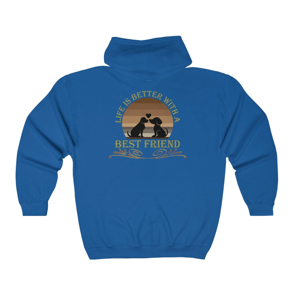 Life is Better With a Best Friend Animal Rescue Unisex Heavy Blend™ Full Zip Hoodie