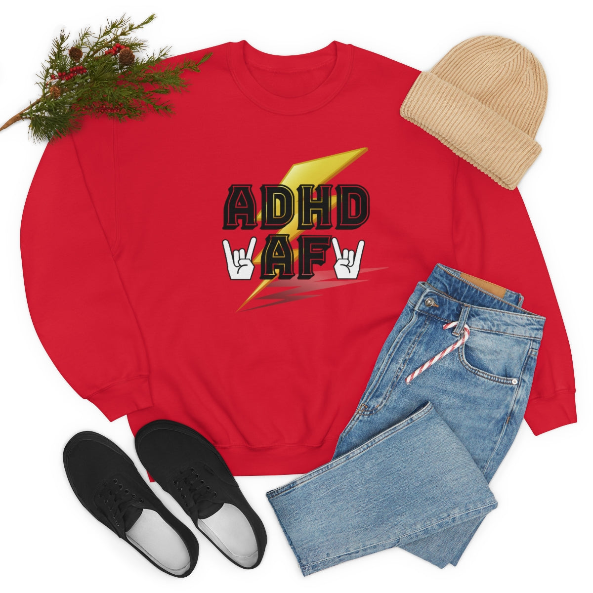 ADHD AF Lightening Bolt Unisex Crew Sweatshirt