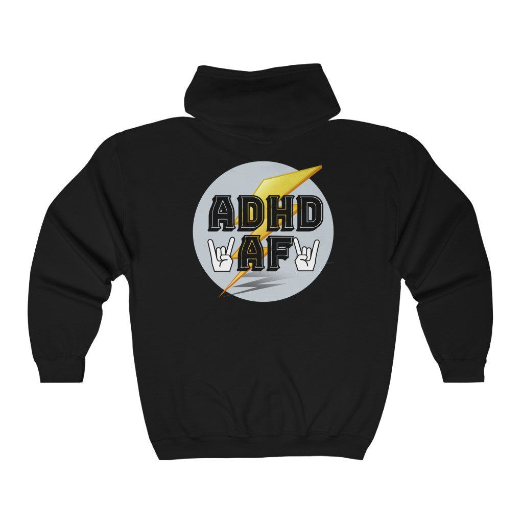 ADHD AF Funny Neurodiversity Awareness Unisex Heavy Blend™ Full Zip Hoodie