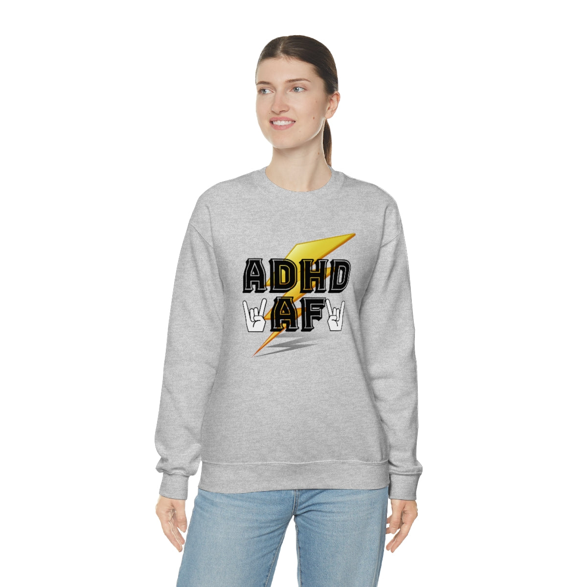 ADHD AF Lightening Bolt Unisex Crew Sweatshirt