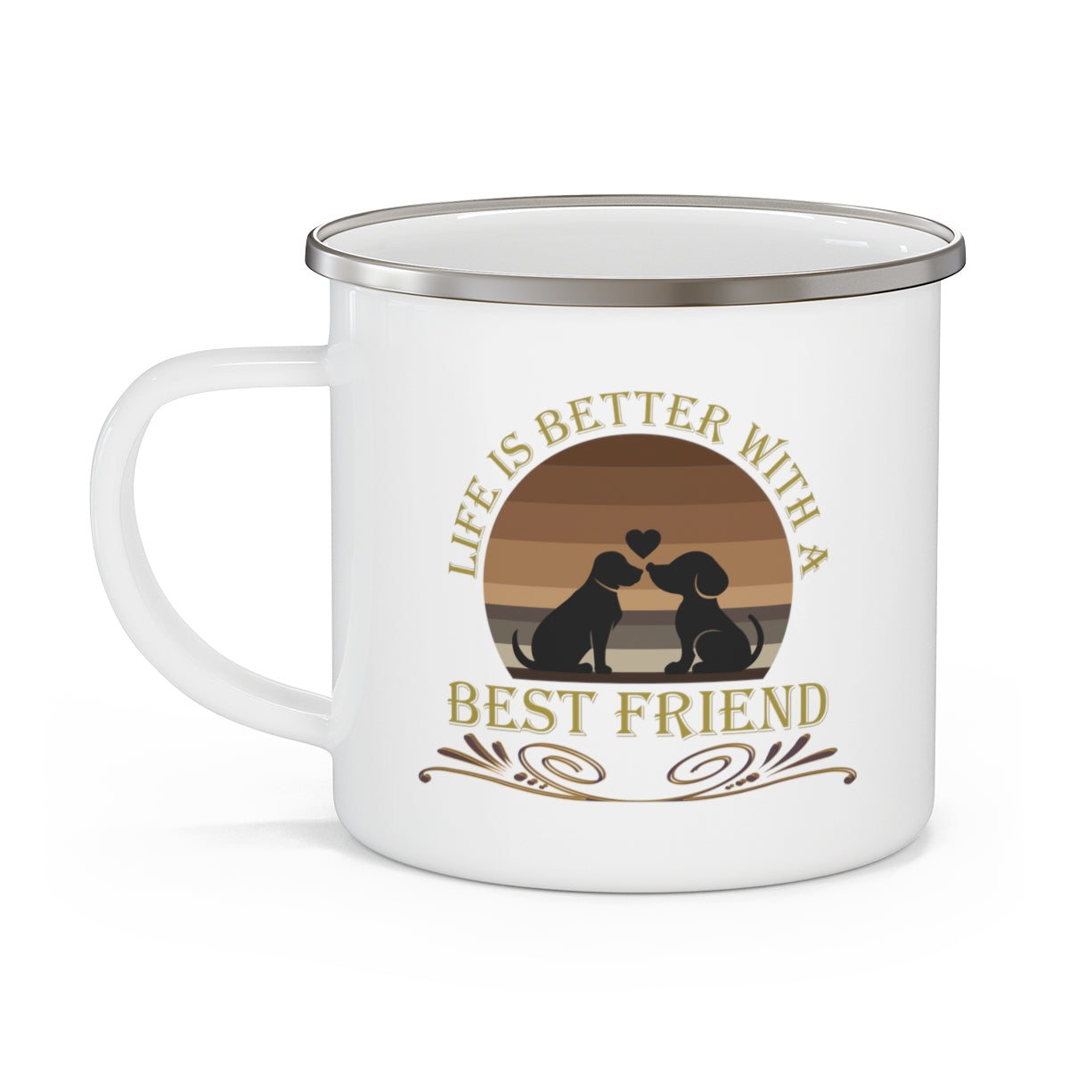 Life is Best With a Best Friend Animal Rescue Enamel Camping Mug