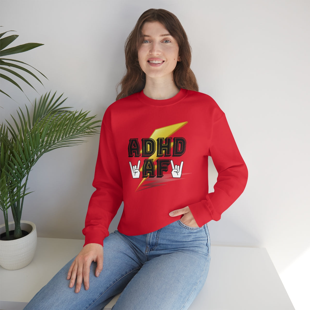 ADHD AF Lightening Bolt Unisex Crew Sweatshirt