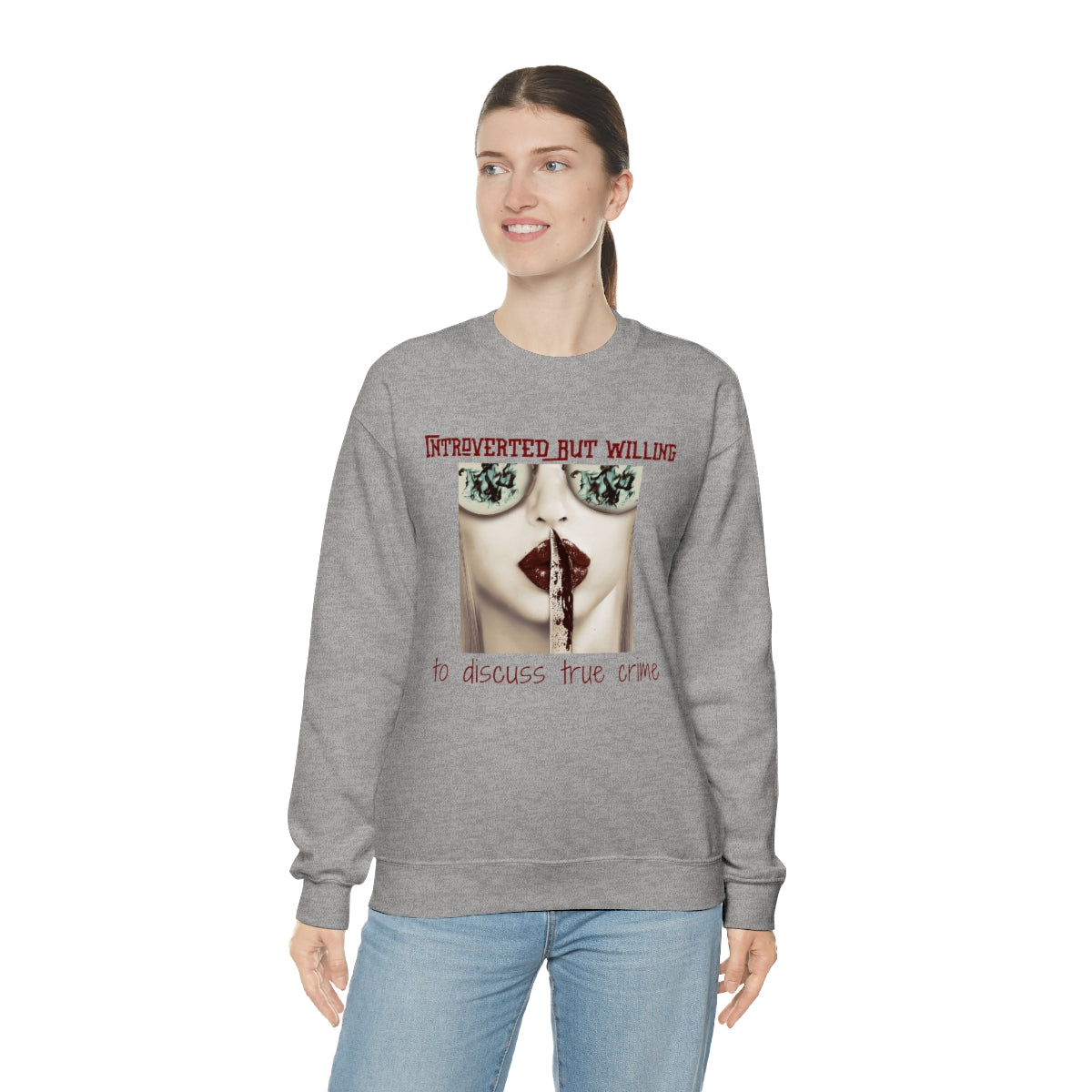 Introverted But Willing to Discuss True Crime Unisex Heavy Blend™ Crewneck Sweatshirt