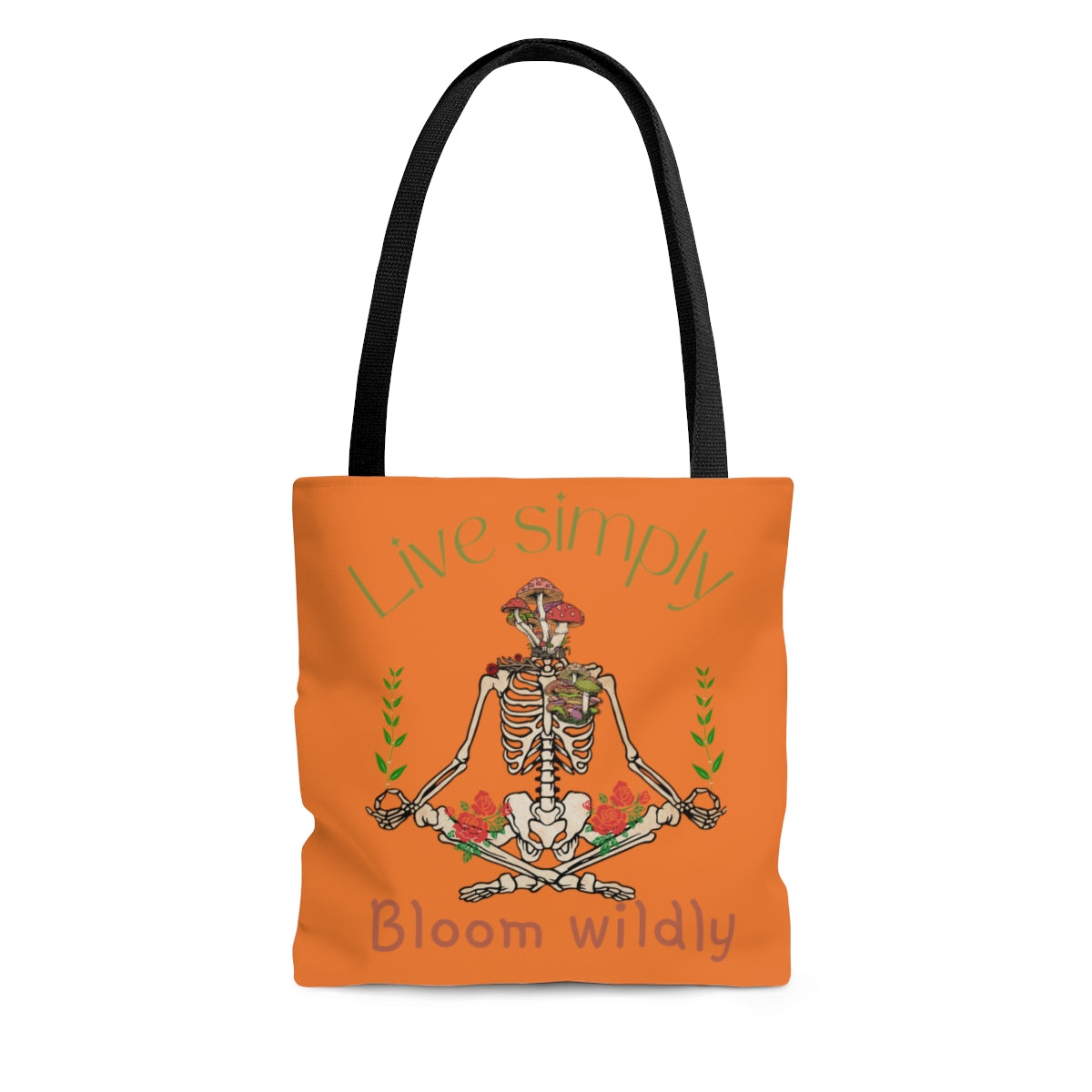 Live Simply Bloom Wildly Nature Lovers Gardener Skeleton AOP Tote Bag