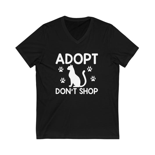 Adopt Don't Shop Animal Rescue Advocate Unisex Jersey Short Sleeve V-Neck T-Shirt