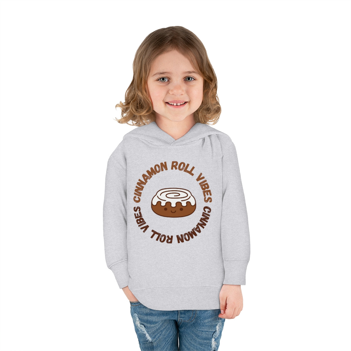 Cinnamon Roll Vibes Cute Toddler Pullover Fleece Hoodie