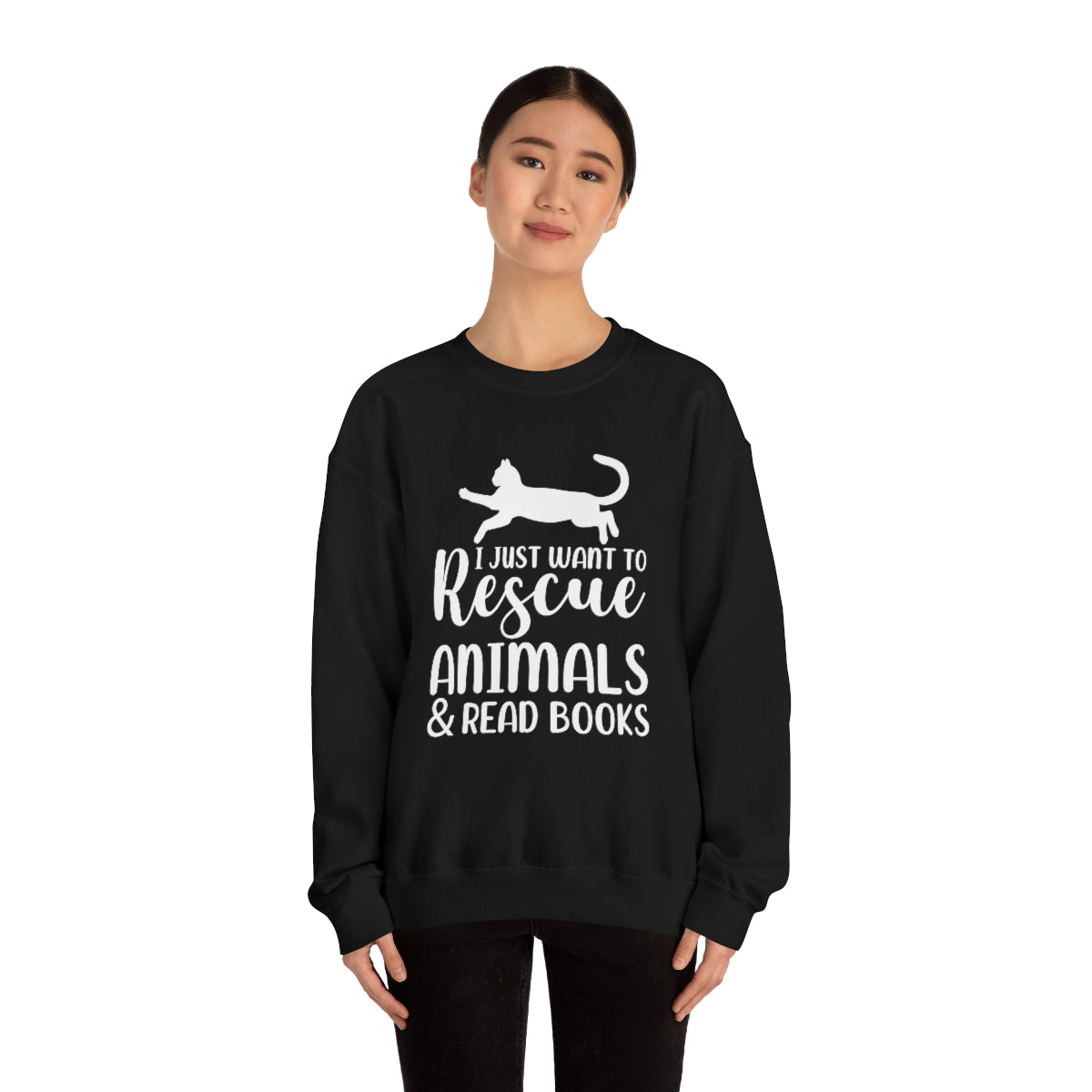 I Just Want to Rescue Animals and Read Books Unisex Crew Sweatshirt