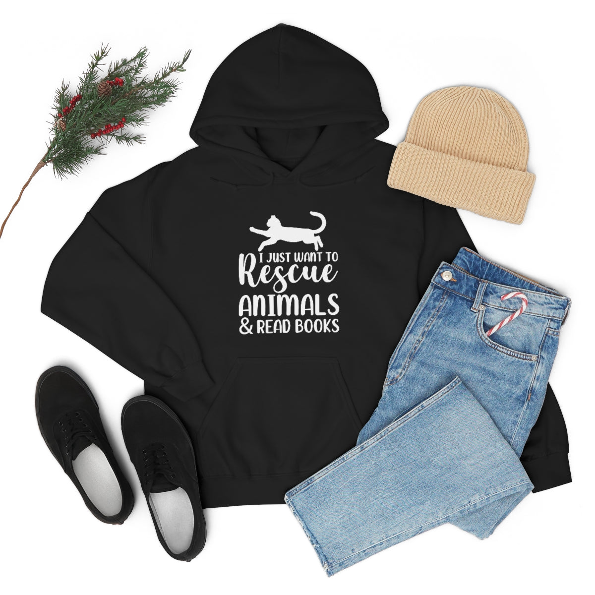 I Just Want to Rescue Animals and Read Books Unisex Heavy Blend™ Hoodie