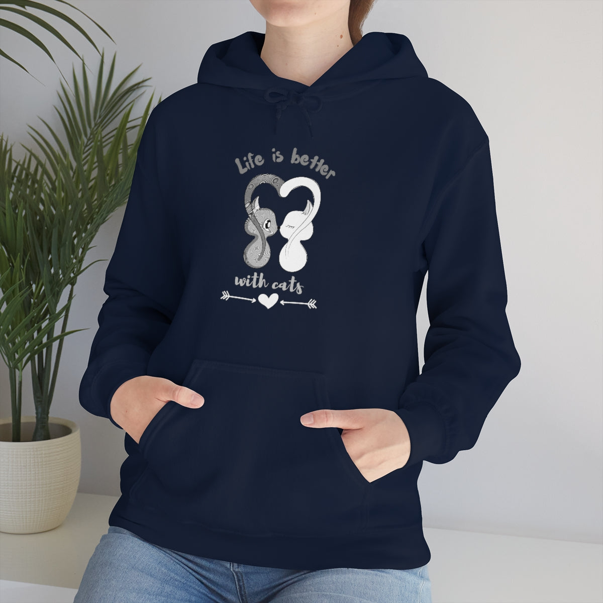 Life is Better with Cats Cute Cat Lovers Gift Unisex Heavy Blend™ Hoodie