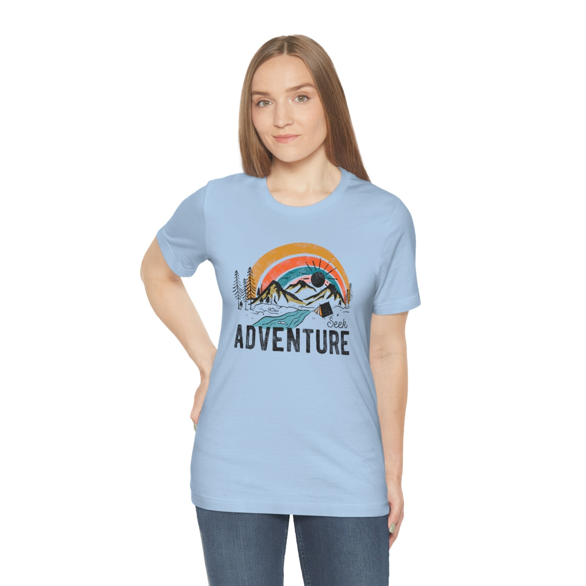 Seek Adventure Hiking Camping Lovers Unisex Jersey Short Sleeve T-Shirt