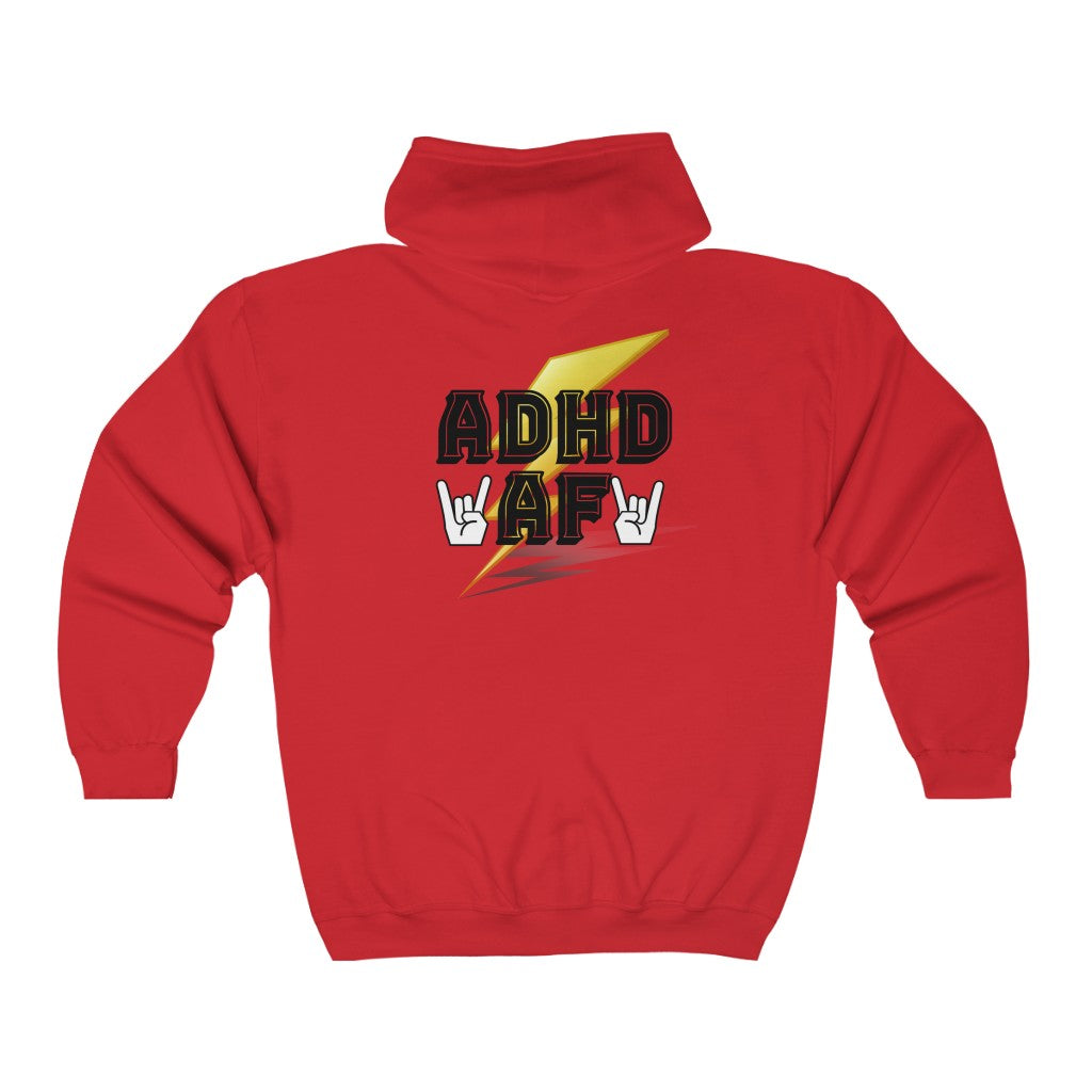 ADHD AF Funny Neurodiversity Awareness Unisex Heavy Blend™ Full Zip Hoodie