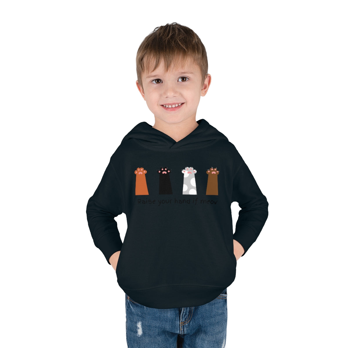 Raise Your Hand if Meow Cute Toddler Pullover Fleece Hoodie