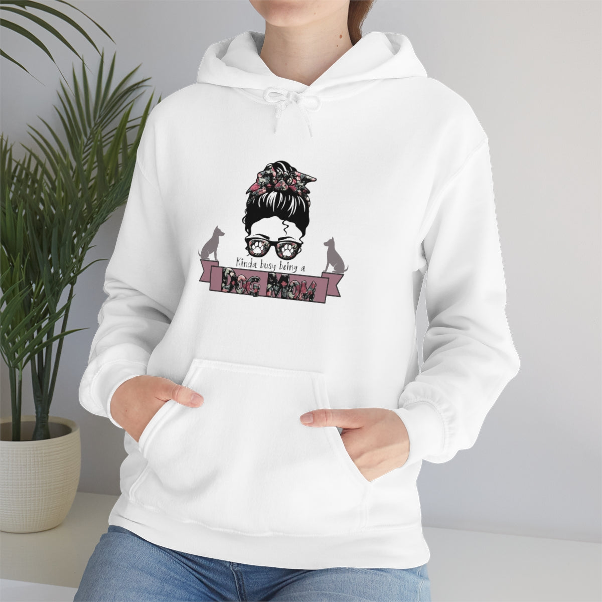 Kinda Busy Being a Dog Mom Dog Lovers Unisex Heavy Blend™ Funny Dog Mom Hoodie