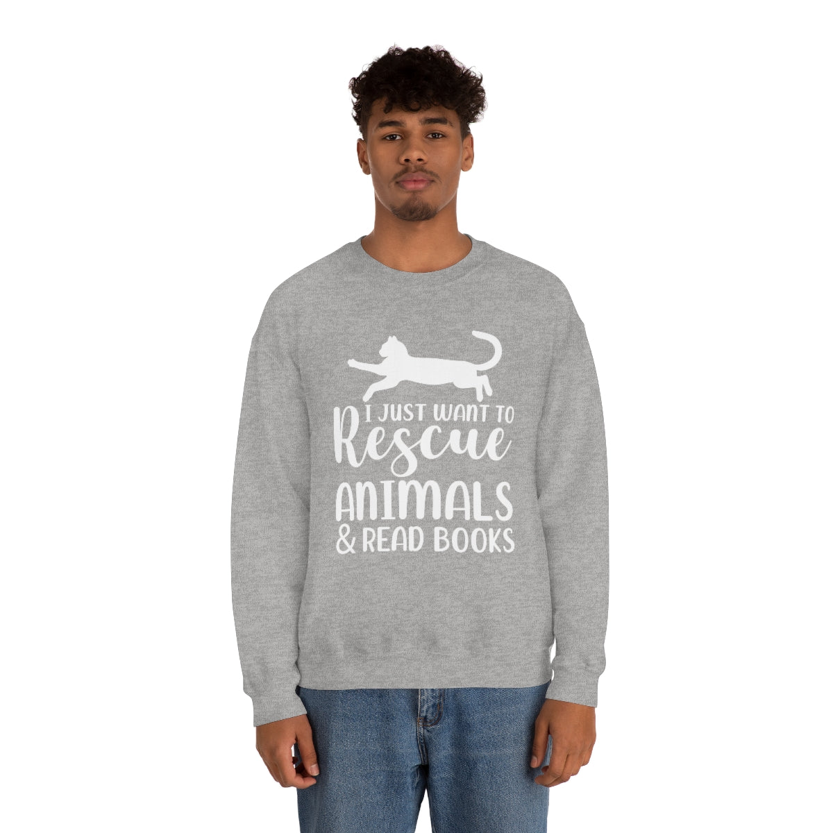 I Just Want to Rescue Animals and Read Books Unisex Crew Sweatshirt