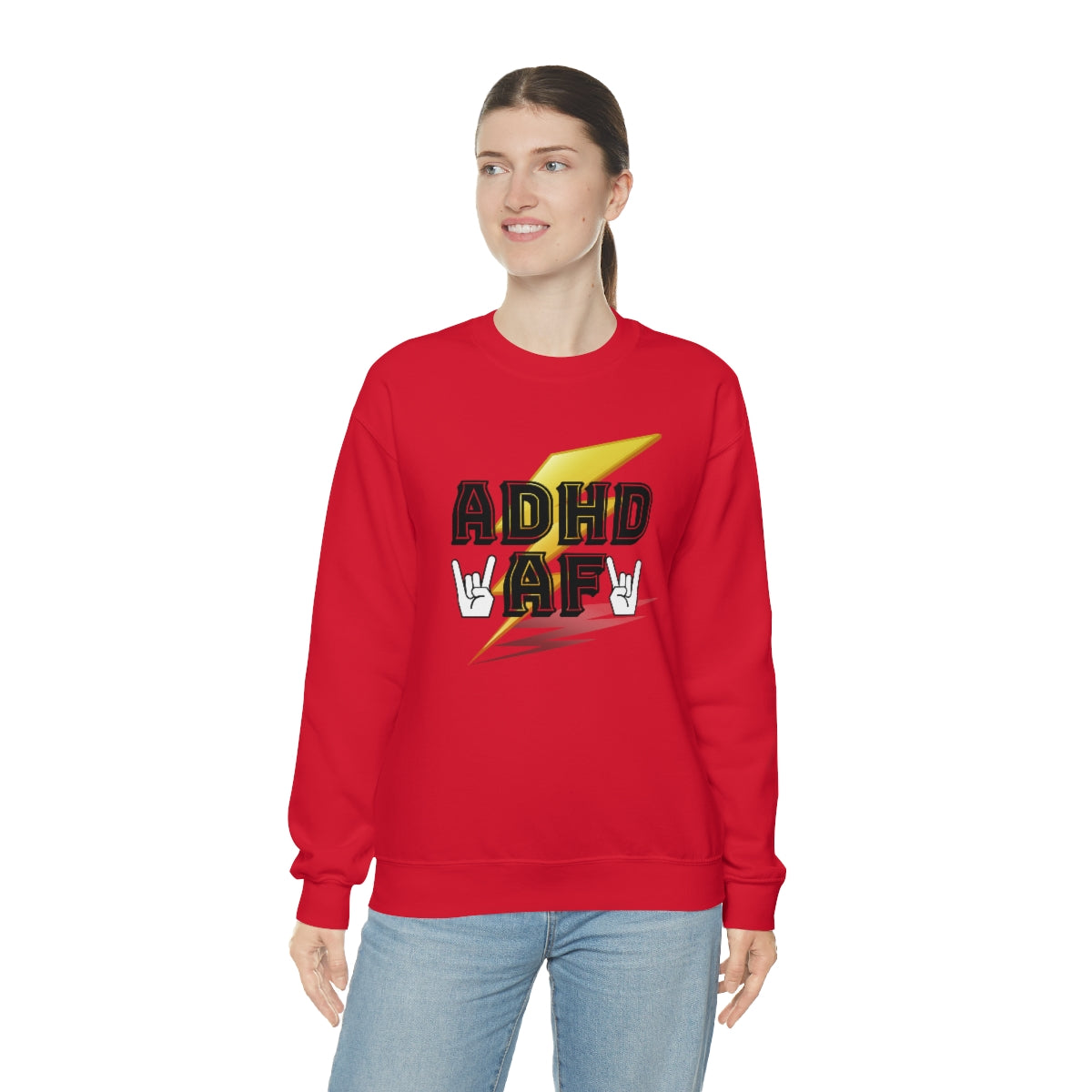 ADHD AF Lightening Bolt Unisex Crew Sweatshirt