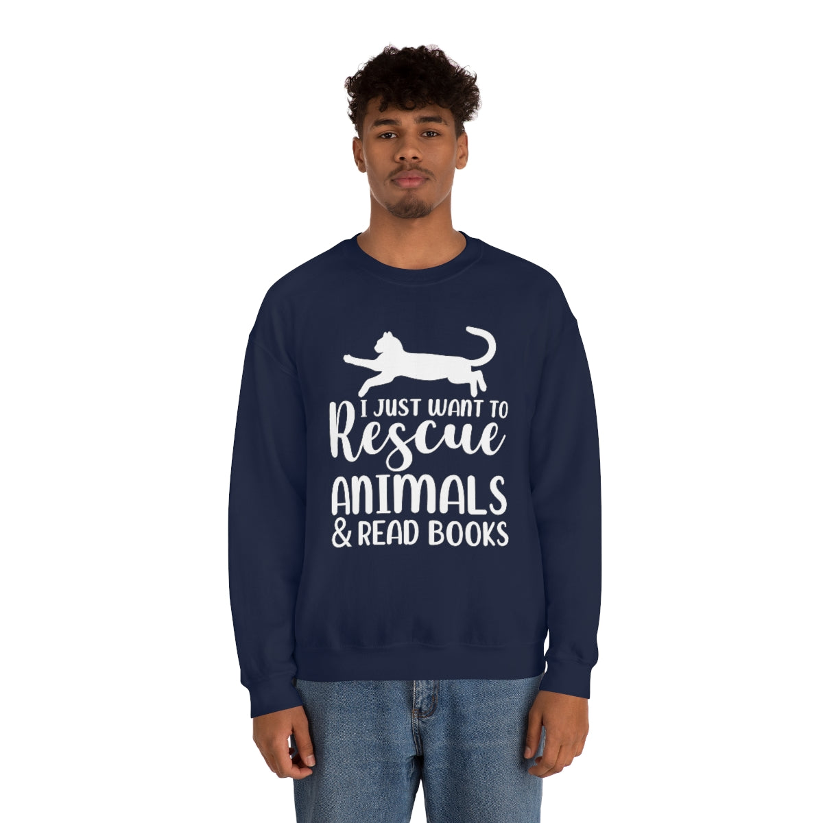 I Just Want to Rescue Animals and Read Books Unisex Crew Sweatshirt