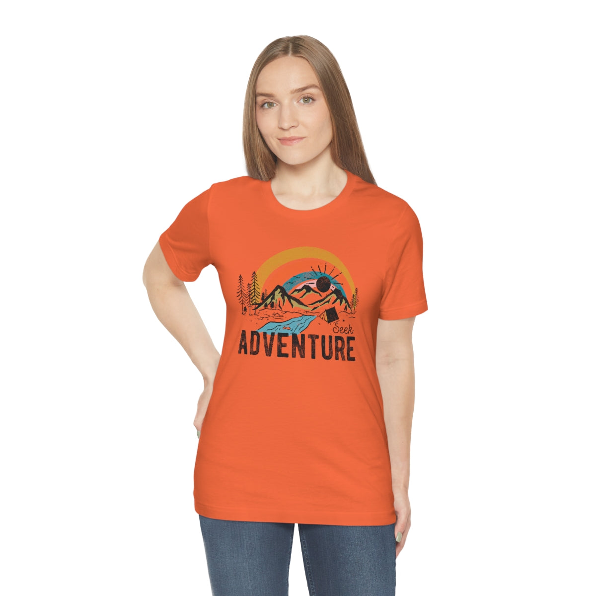 Seek Adventure Hiking Camping Lovers Unisex Jersey Short Sleeve T-Shirt