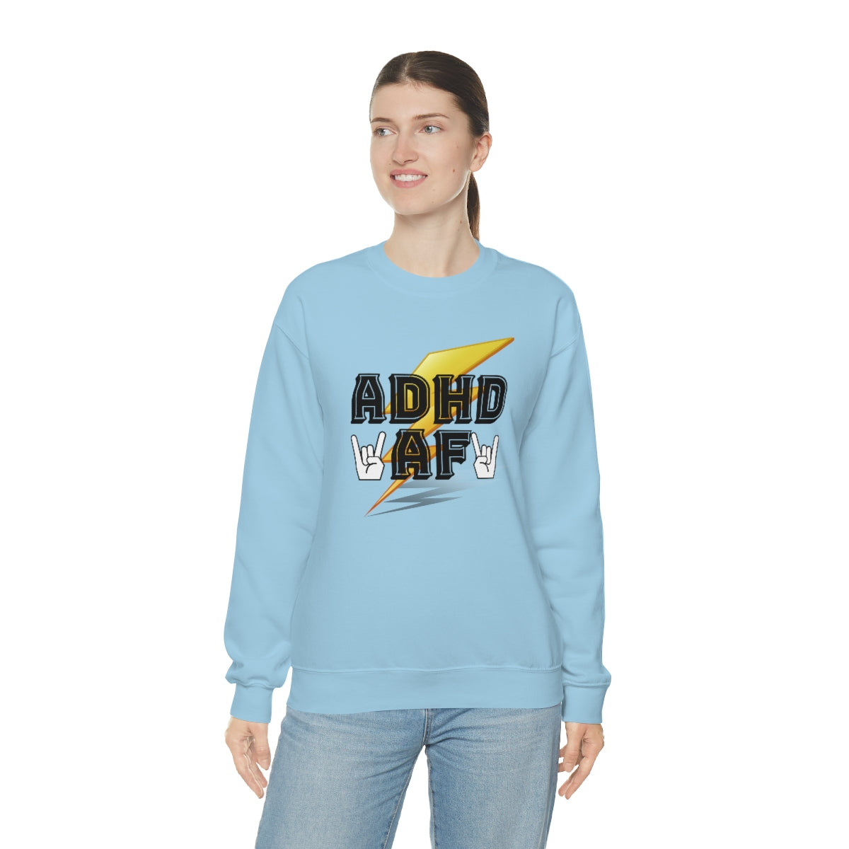 ADHD AF Lightening Bolt Unisex Crew Sweatshirt