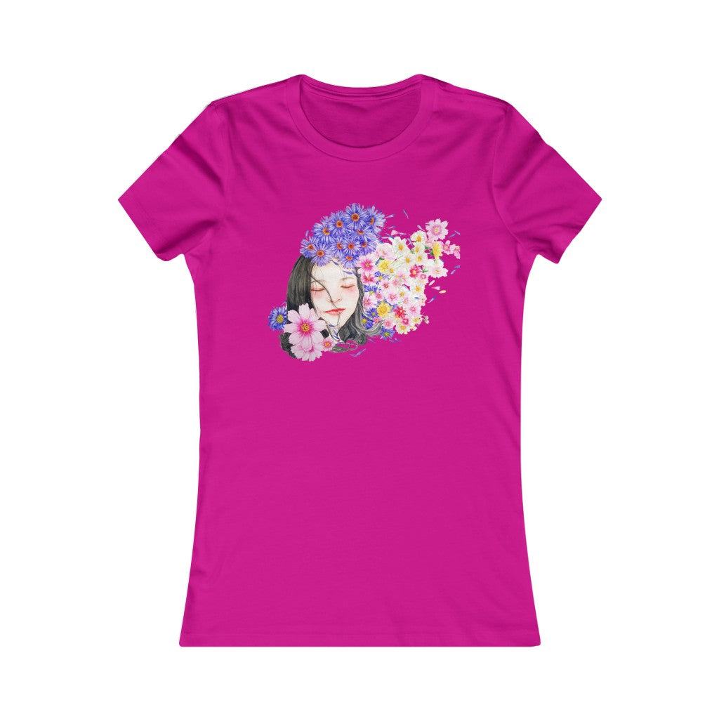 Flowers in her Hair Fem Fit Premium Favorite T-Shirt