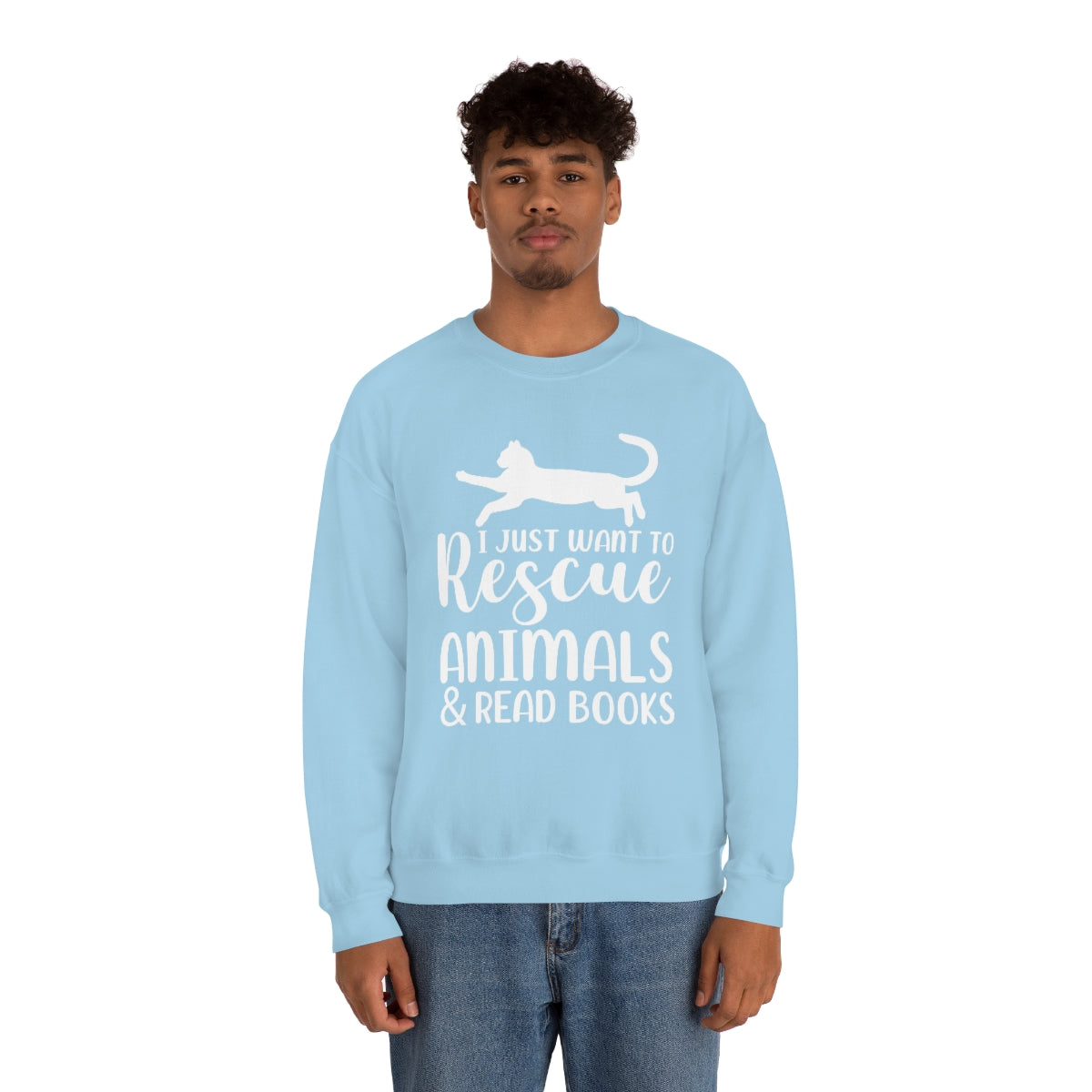 I Just Want to Rescue Animals and Read Books Unisex Crew Sweatshirt