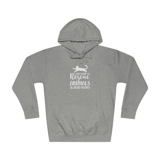 I Just Want to Rescue Animals and Read Books Unisex Premium Fleece Hoodie