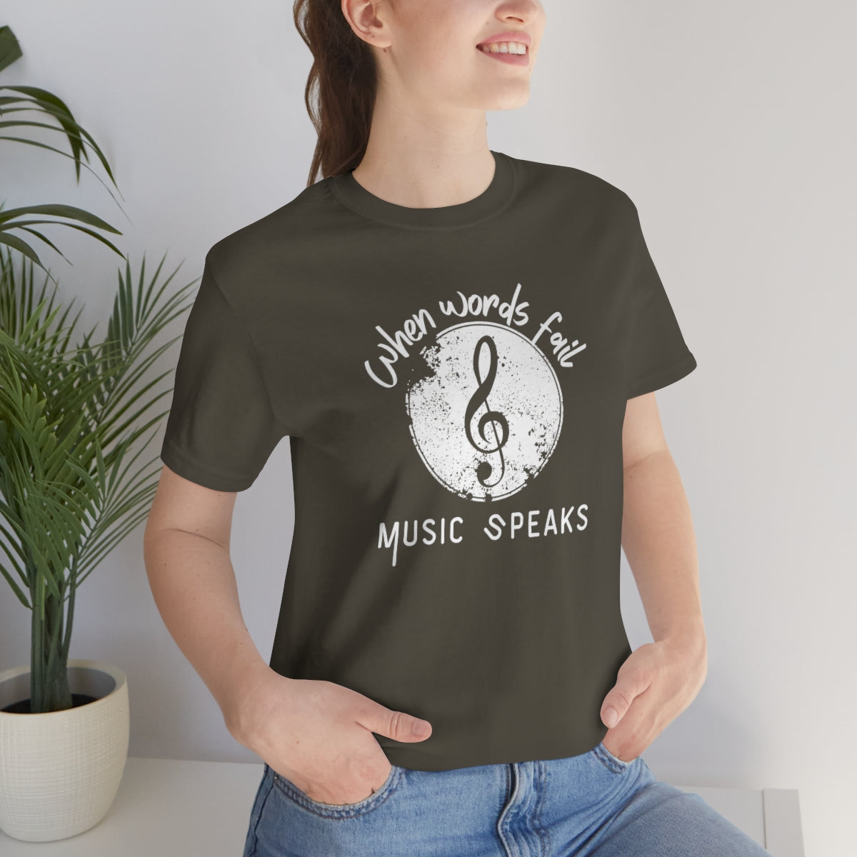 When Words Fail Music Speaks Unisex Jersey Short Sleeve T-Shirt