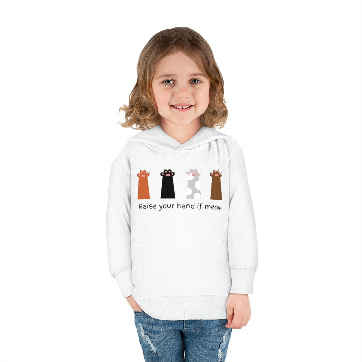 Raise Your Hand if Meow Cute Toddler Pullover Fleece Hoodie