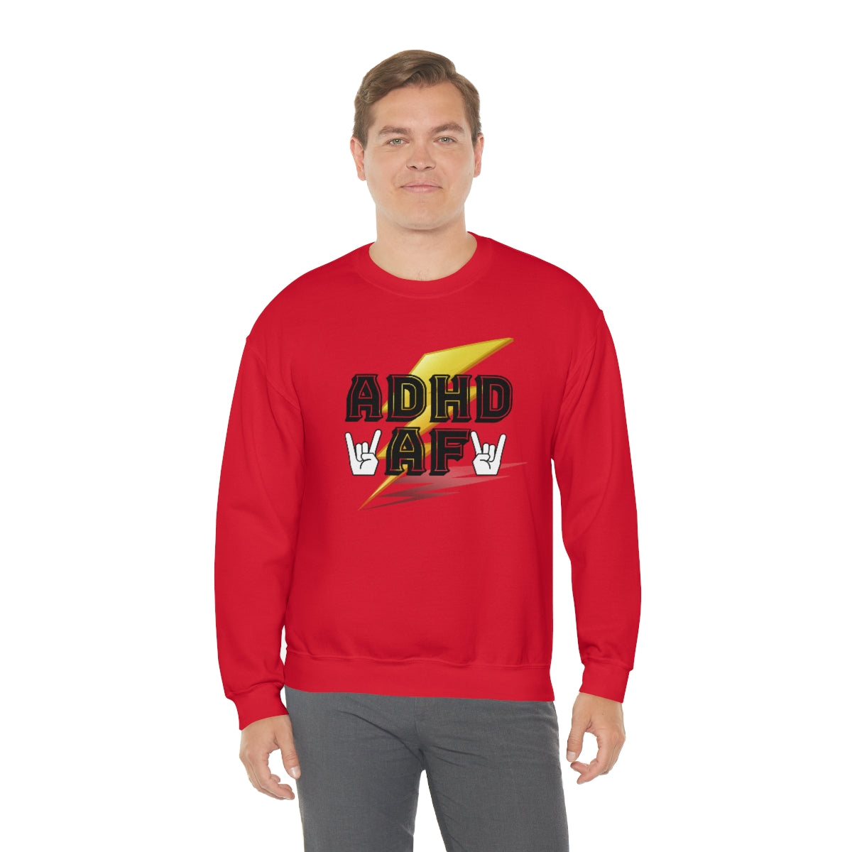 ADHD AF Lightening Bolt Unisex Crew Sweatshirt