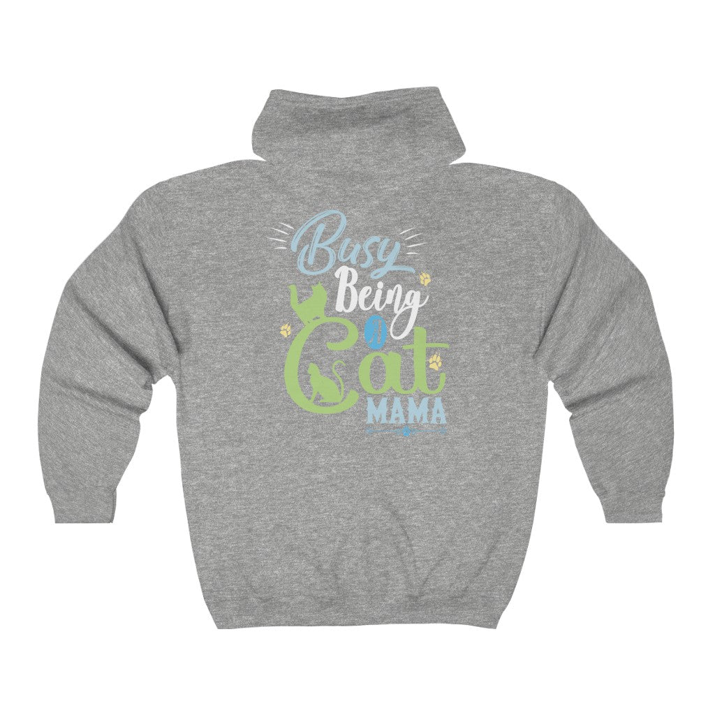 Busy Being a Cat Mama Unisex Heavy Blend™ Full Zip Hoodie