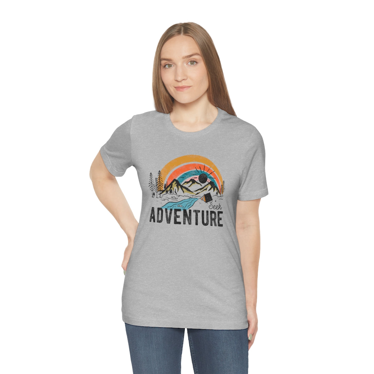 Seek Adventure Hiking Camping Lovers Unisex Jersey Short Sleeve T-Shirt