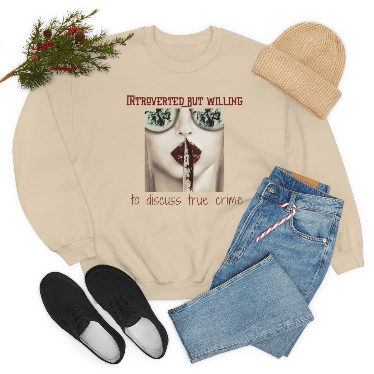 Introverted But Willing to Discuss True Crime Unisex Heavy Blend™ Crewneck Sweatshirt