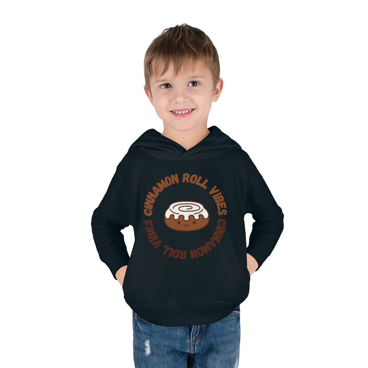 Cinnamon Roll Vibes Cute Toddler Pullover Fleece Hoodie