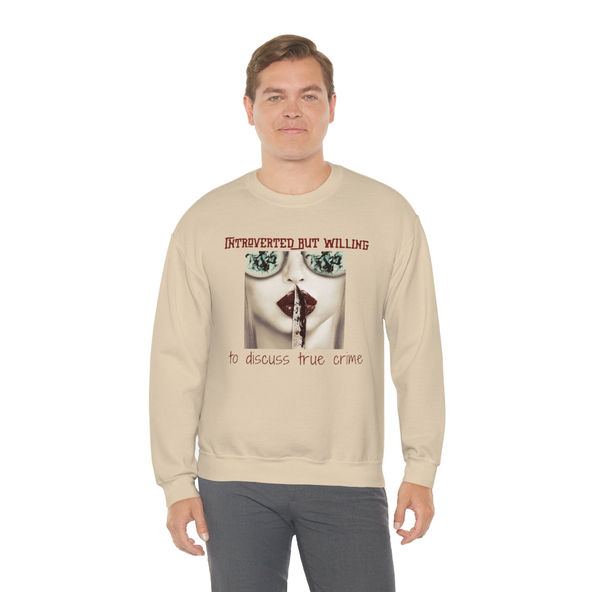 Introverted But Willing to Discuss True Crime Unisex Heavy Blend™ Crewneck Sweatshirt