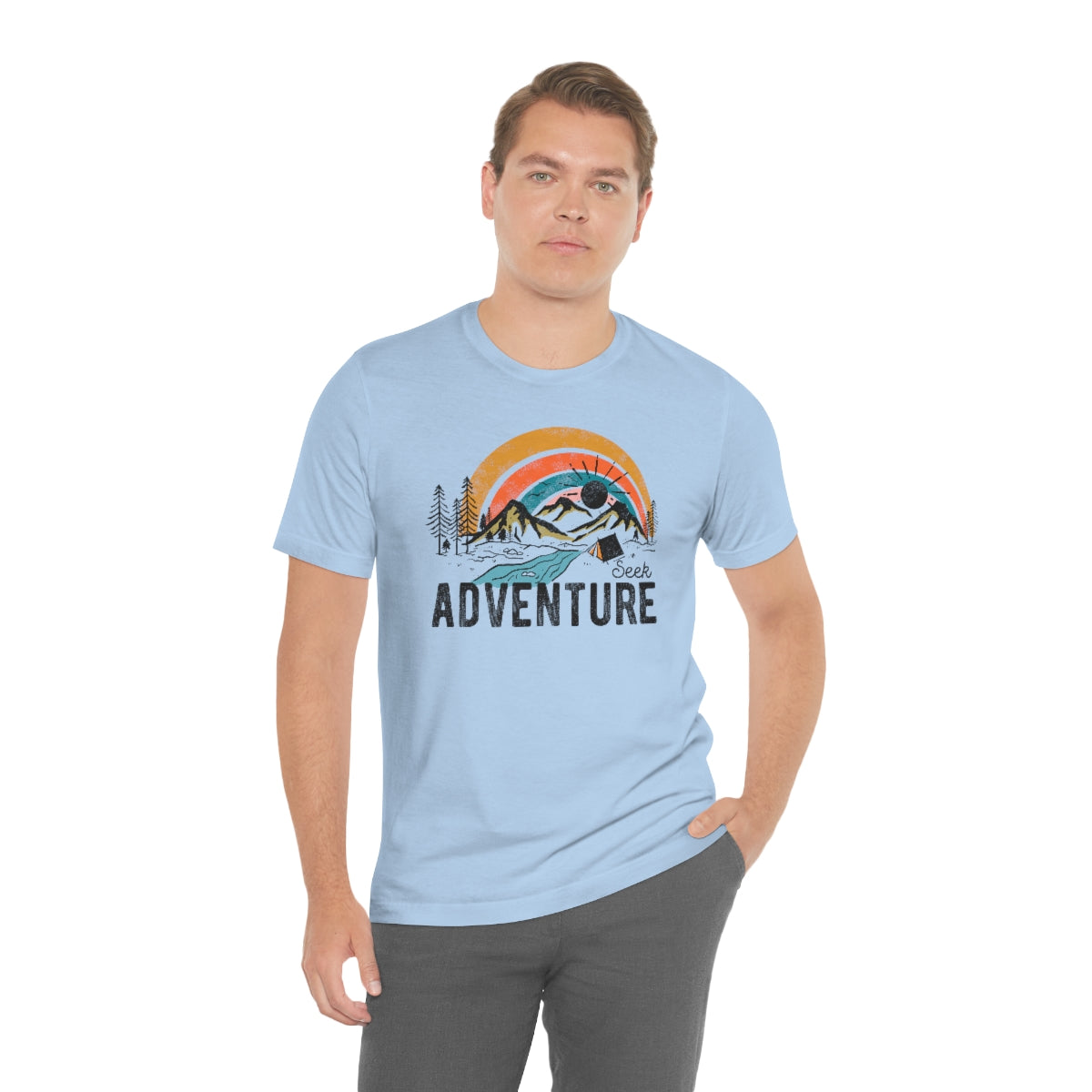 Seek Adventure Hiking Camping Lovers Unisex Jersey Short Sleeve T-Shirt