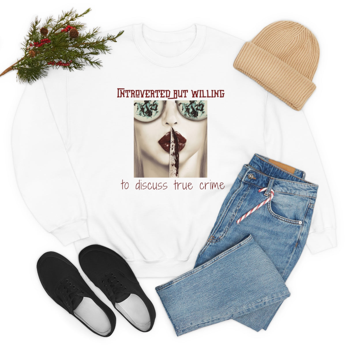 Introverted But Willing to Discuss True Crime Unisex Heavy Blend™ Crewneck Sweatshirt