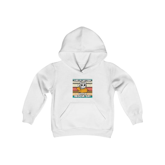 Life is Better With a Rescue Cat Animal Rescue Youth Heavy Blend Hoodie