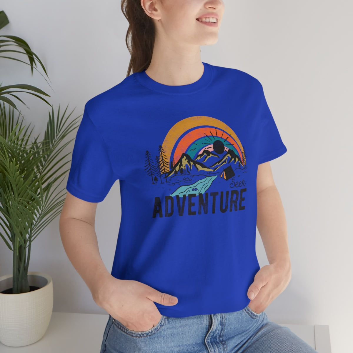 Seek Adventure Hiking Camping Lovers Unisex Jersey Short Sleeve T-Shirt