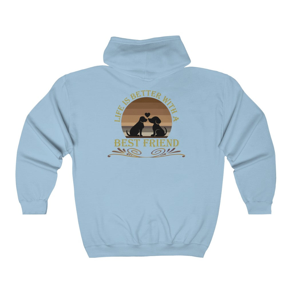 Life is Better With a Best Friend Animal Rescue Unisex Heavy Blend™ Full Zip Hoodie